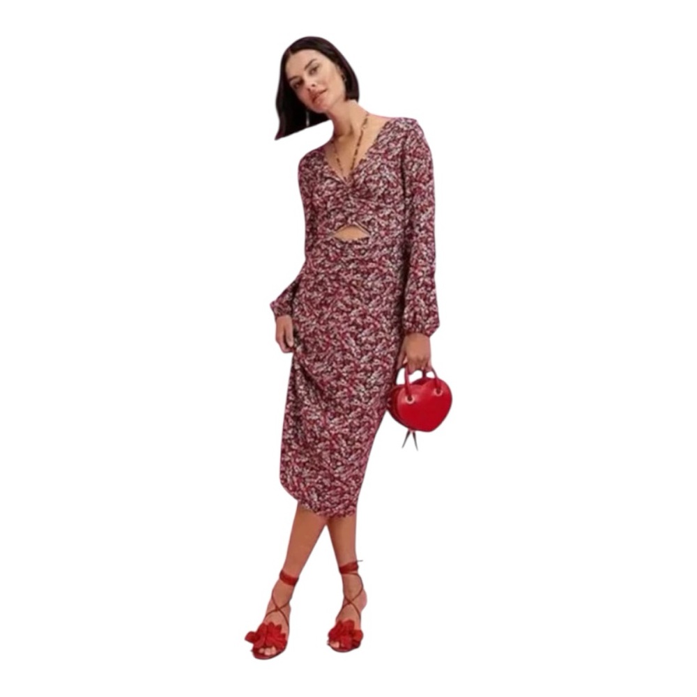 Sanctuary Floral Print Halter Neck Long Sleeve Cut-Out Midi Dress